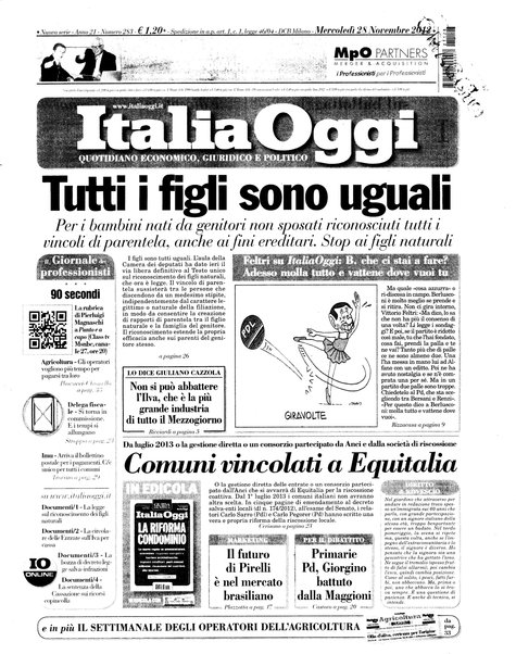 Italia oggi : quotidiano di economia finanza e politica